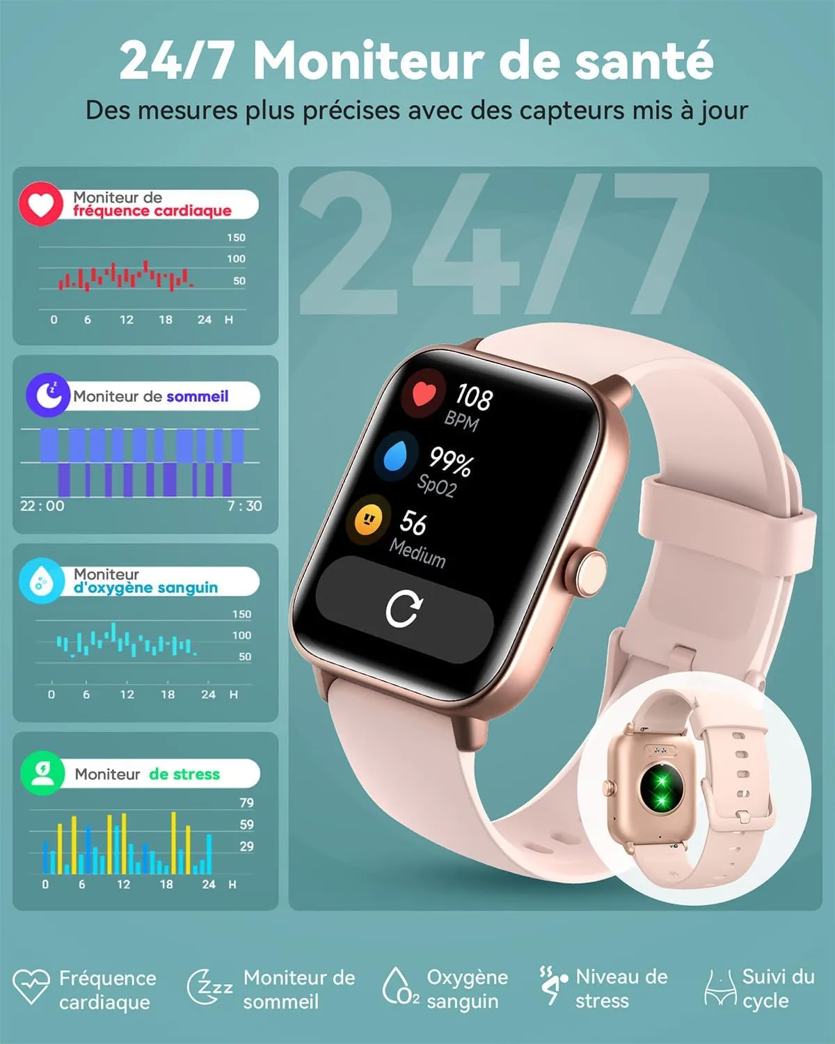 Smartwatch Femme Waterproof IP68 – Image 3
