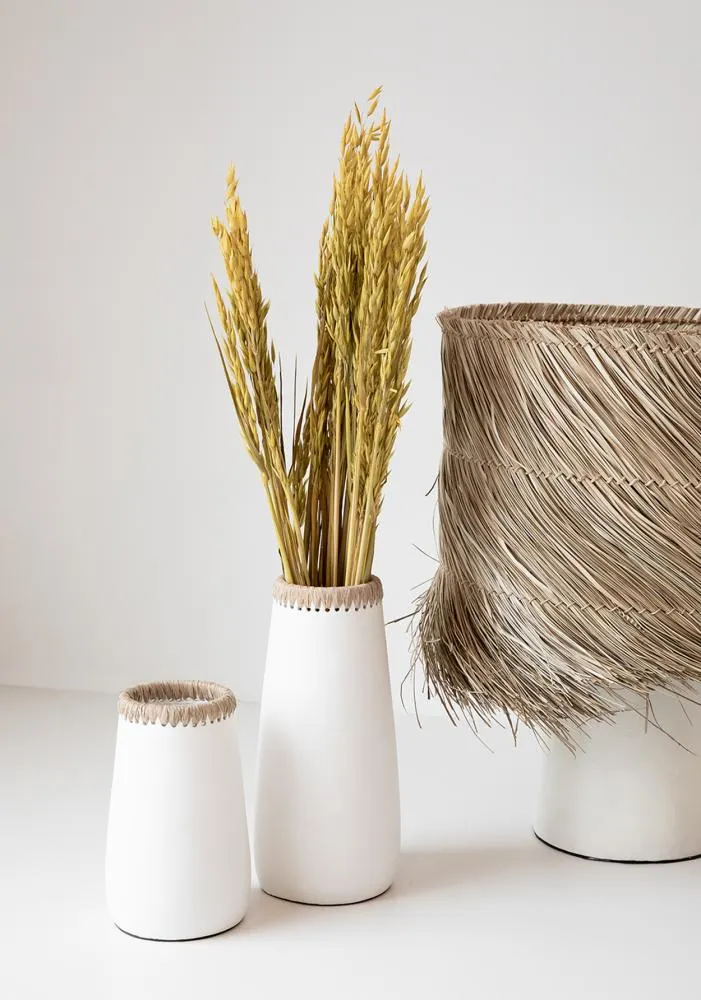 Lampe à poser Blanche Raphia Naturel – Image 2