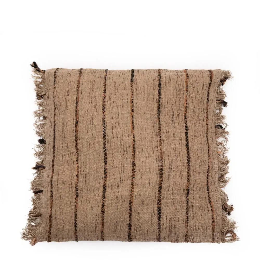 Housse Coussin carré 100% coton naturel Beige et Noir